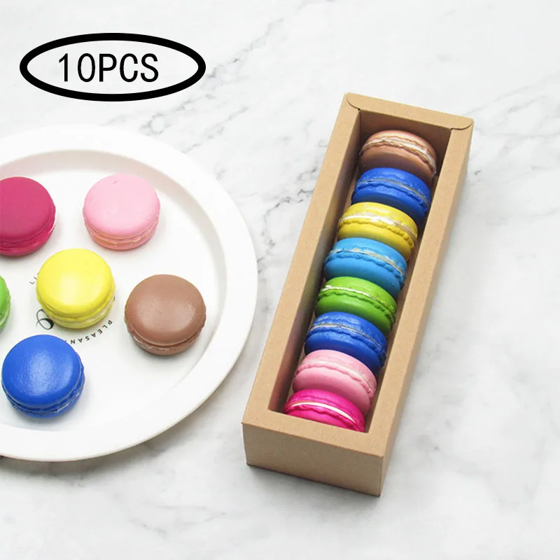 

Msjo 10pcs Macarons Box With Window Paper Box Biscuit Box Wedding Birthday Party Macarons Box Packaging For Cake