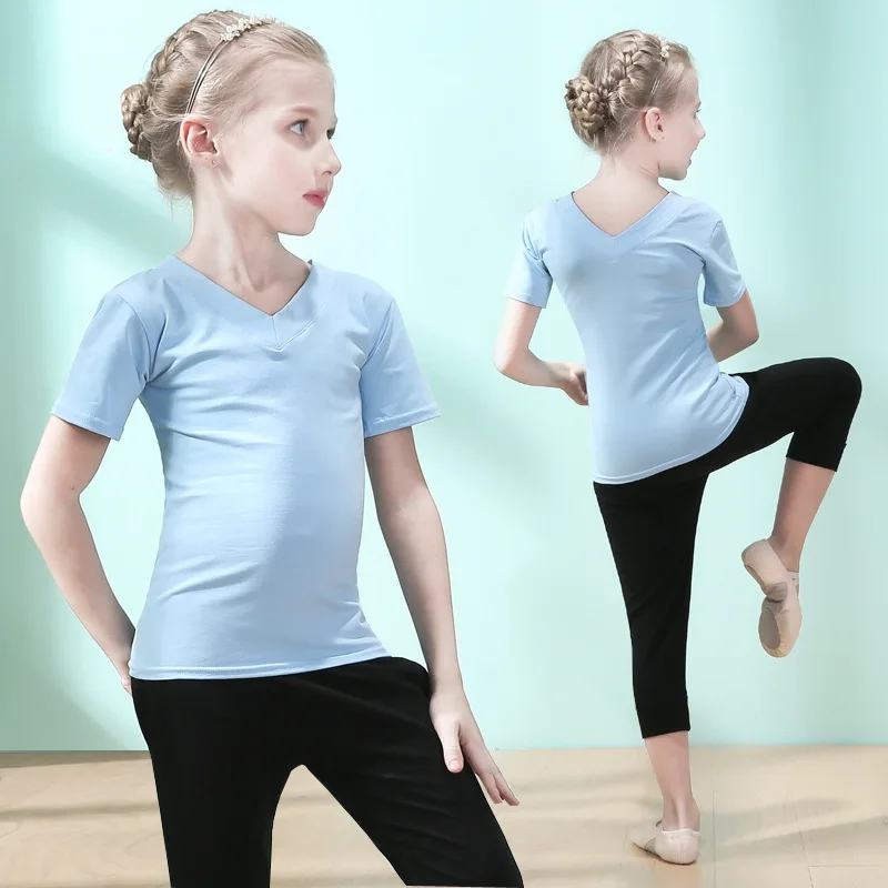 Детская Одежда для танцев Топ и штаны с короткими рукавами девочек мальчиков