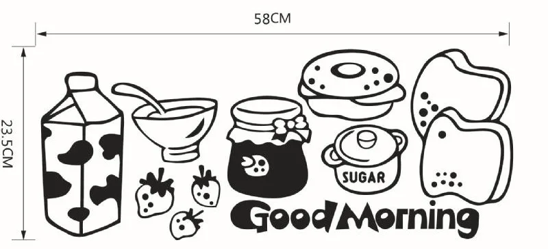 1 шт. креативные настенные Стикеры для Кухня винил молочный хлеб холодильник