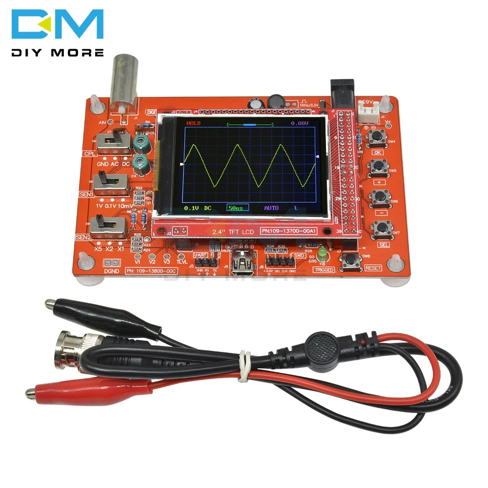Полностью сваренный цифровой осциллограф TFT 2 4 &quot(1 мс/с) + зонд B1 STM32F103C8 чип 12Bit 1Msps