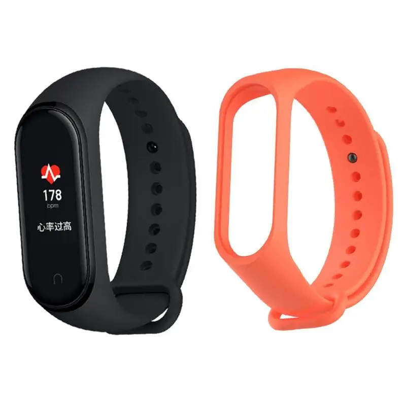 Add Orange Strap CN версия Xiaomi mi смарт-браслет 4 3 цвета AMOLED экран mi Band 4 фитнес-трекер Bluetooth спортивный водонепроницаемый браслет - Цвет: Add Orange Strap
