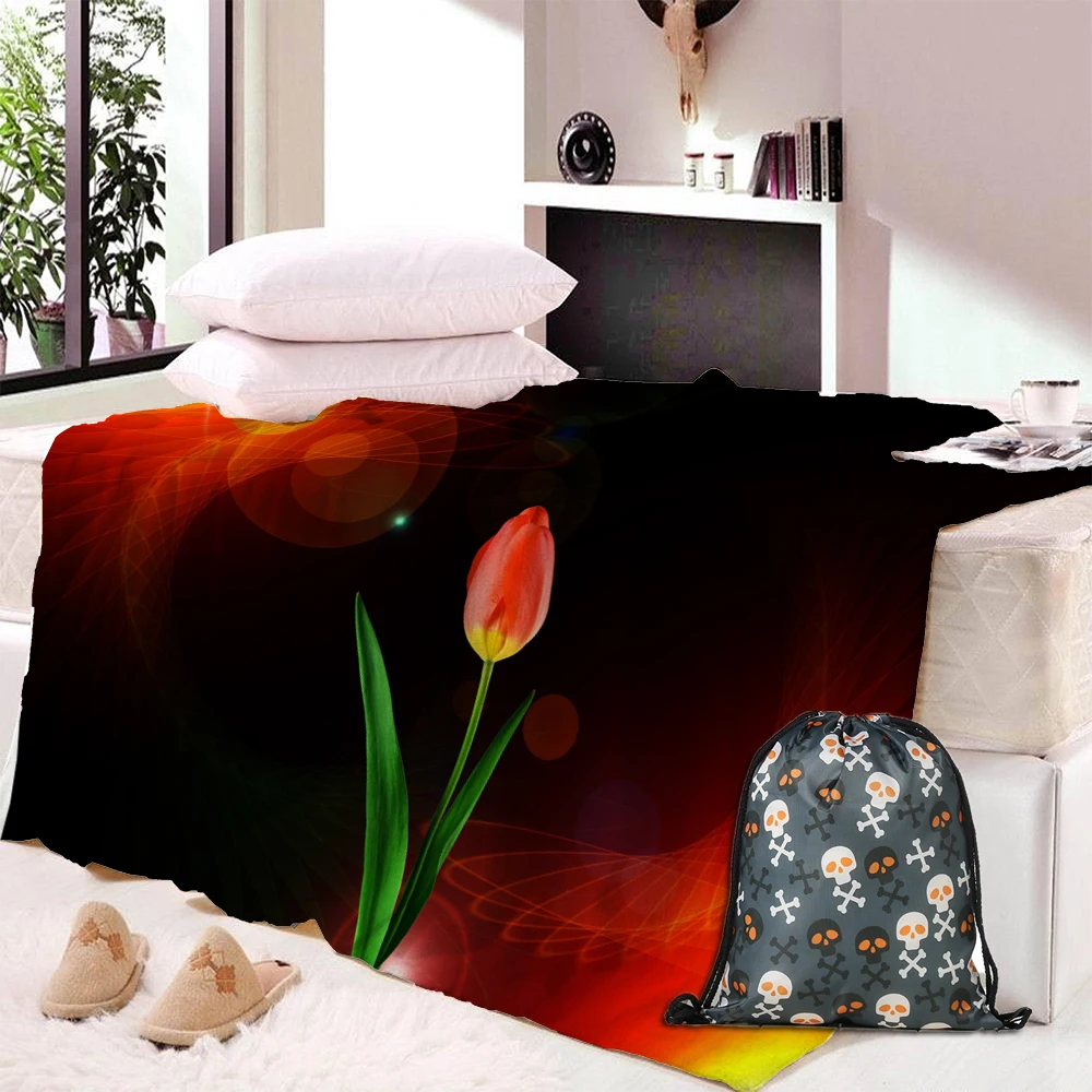 3D тюльпаны цветок покрывало для кровати Флисовое одеяло дорожный плед улучшения
