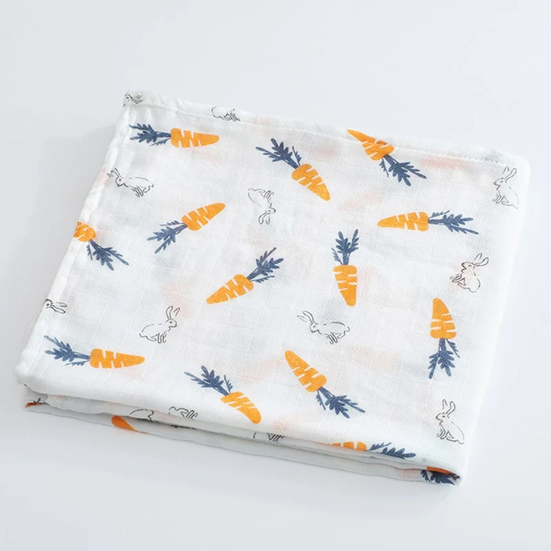 

Newborn Cartoon Printed Swaddle Towel Cotton Blankets Double-layer Bamboo Fiber Bath Gauze Infant Wrap Sleepsack Stroller Cover