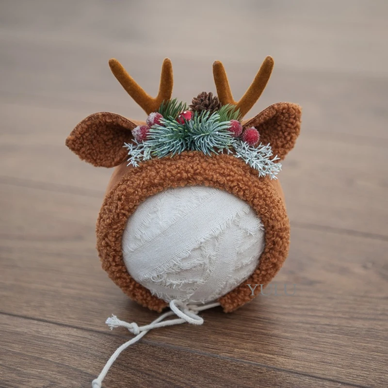 newborn photography accessories antlers bonnet infant baby deer cute headdress studio photo shoot 2 colors | Детская одежда и