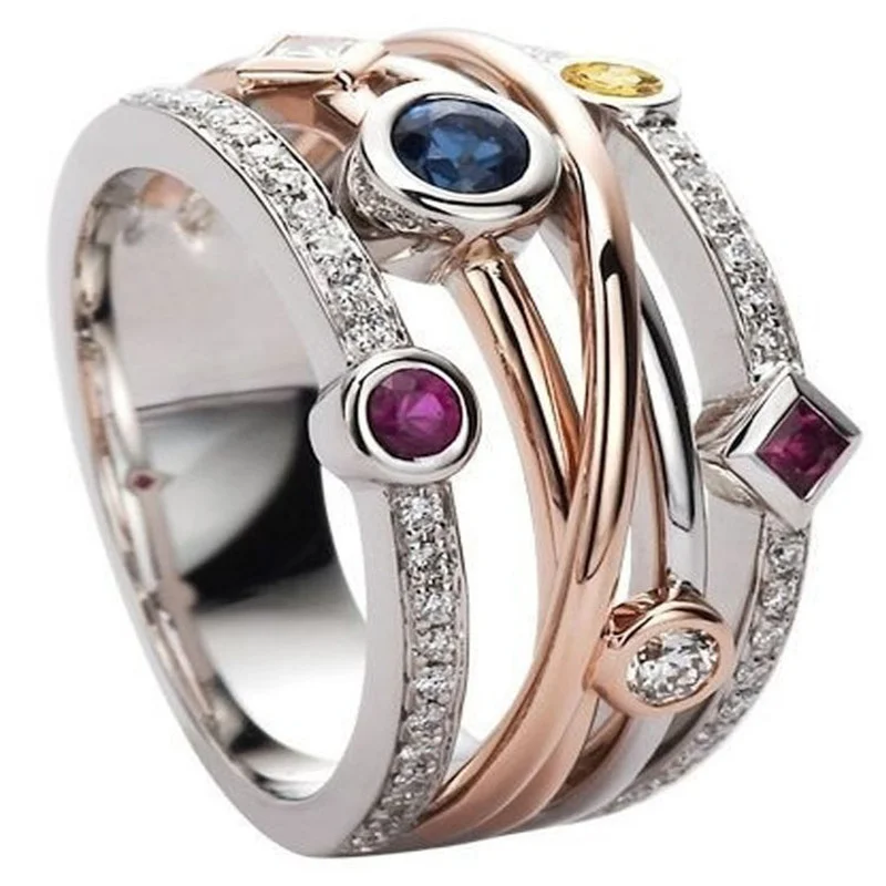 

Trendy Men and Women Colored Zircon Ring Suitable for Banquet Holiday Anniversary Birthday Jewelry Gift