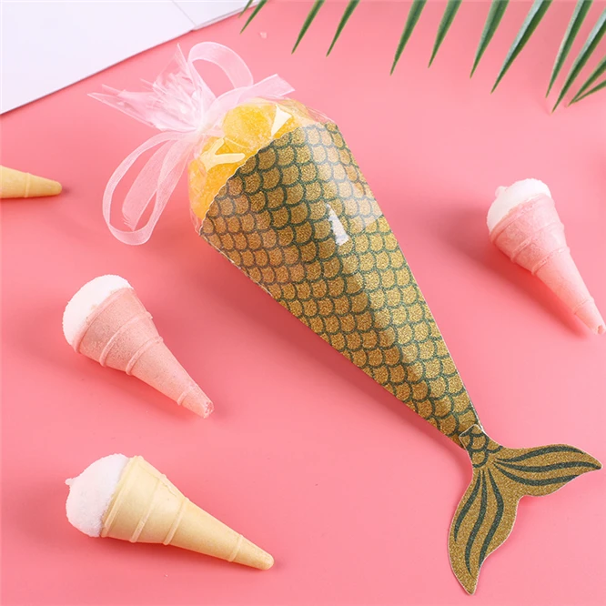 50PCS DIY Mermaid Gift Bags Cratoon Goldfish Party Supplies Kids Birthday Gifts Wedding Favor Bag Candy Box Baby Shower gift box