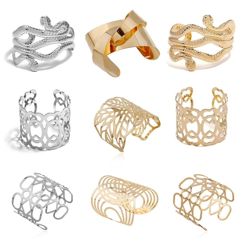 Браслеты-манжеты с отверстиями для мужчин и женщин широкие браслеты из сплава в