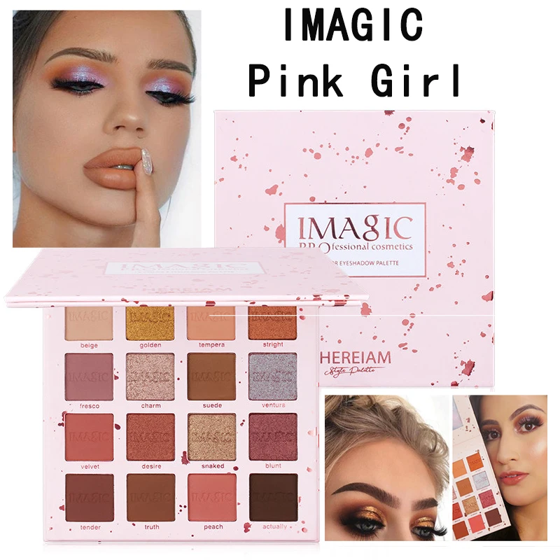 Ensiferum IMAGIC Pink Gir 16 цветов Палитра теней для век матовый мерцающий блеск легко