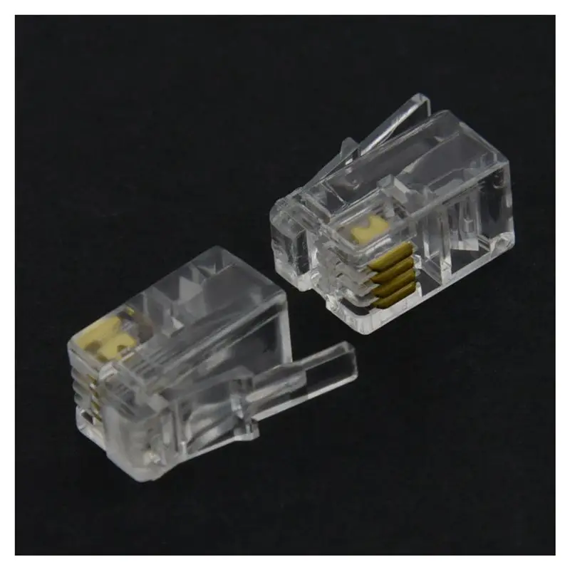 Горячая Распродажа RJ9 4P4C Plug Phone Jack Connector 50 штук прозрачный | Инструменты