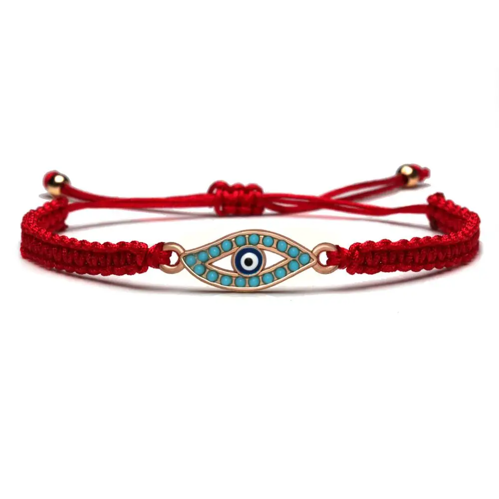 Регулируемый металлический синий браслет с шармами сглаза для женщин и мужчин