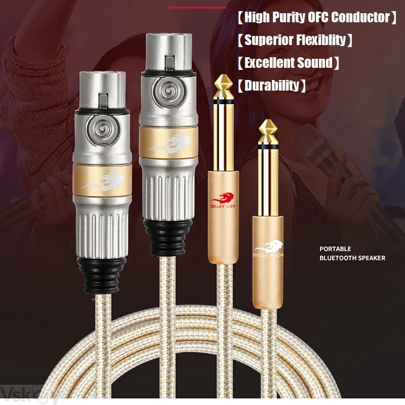 dual 14 inch ts mono 6 35mm male to 2x xlr female audio cable mixer amplifier guita stage keyboard home theater system cords free global shipping