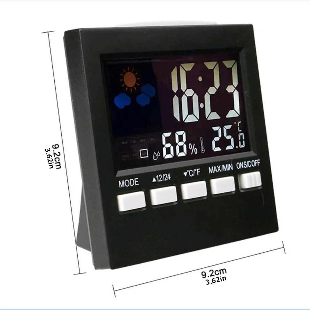 

1 Pcs Color Screen Weather Station Thermometer Temperature Memory Alarm Foldaway Stand Large Display SN192