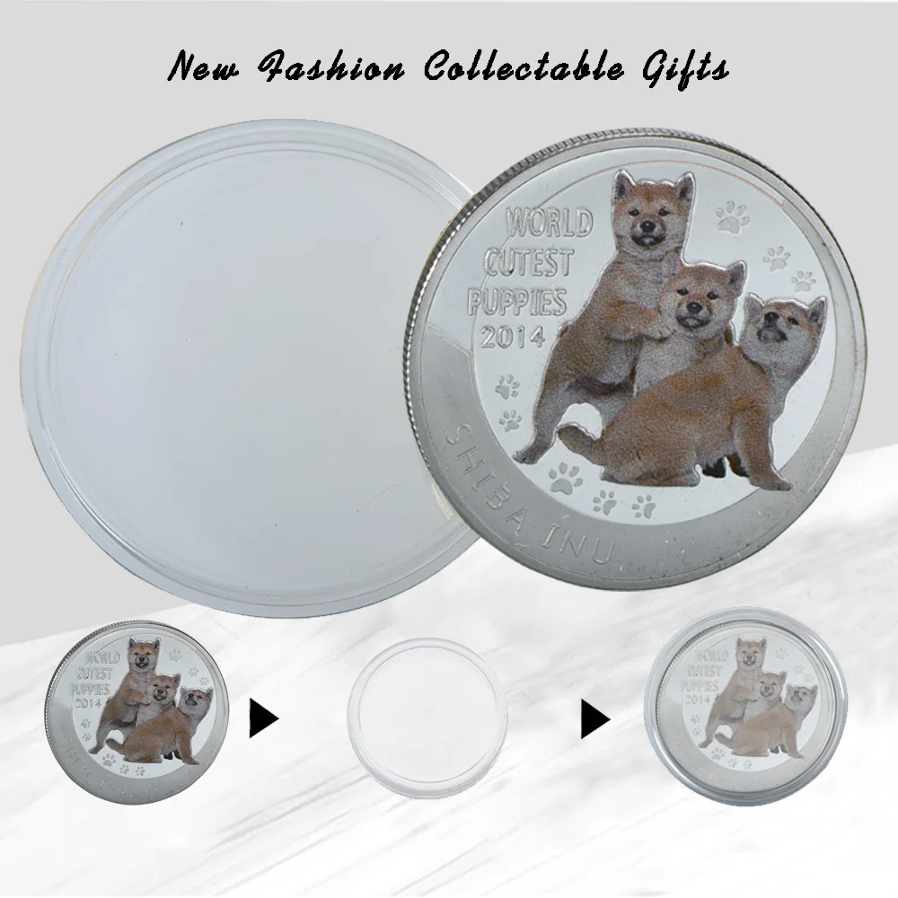 WR World Cutest Puppies серии Индивидуальные животные Шиба ину вызов монеты милые цветные посеребренные монеты для Дня матери