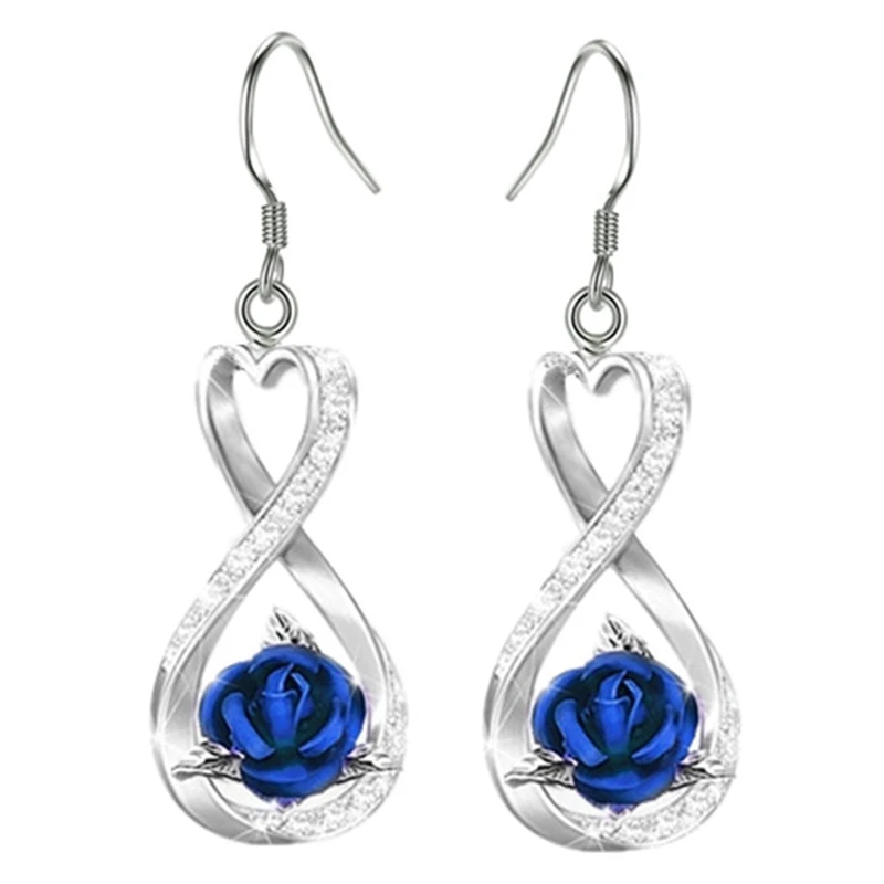 

Romantic Rose Flowder Shape Pendant Rhinestones Crystal Earring Women Gilr Party Earring Jewelry Gift