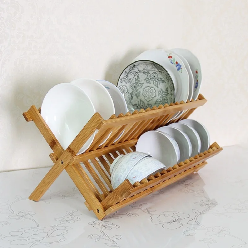 

Nature Bamboo Dish Rack Bowls Holder Kitchen Storage Racks