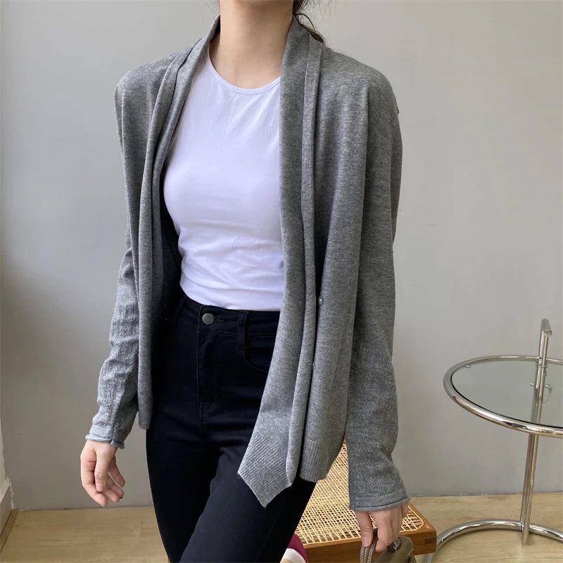 

Женский Повседневный однотонный кардиган, свитер на весну и осень