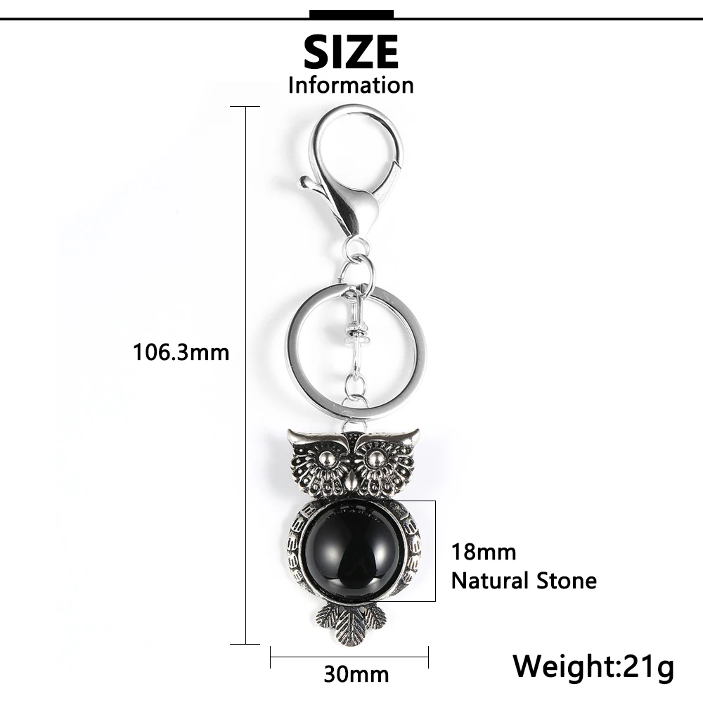 Брелок из круглого натурального камня брелок для ключей в форме Совы с тигриным