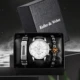 Bracelet Watch Gift Set for Man Leather Quartz Watch with Calendar Dial Men's Black Elastic Chains Anniversary Gift to Husband Other Image