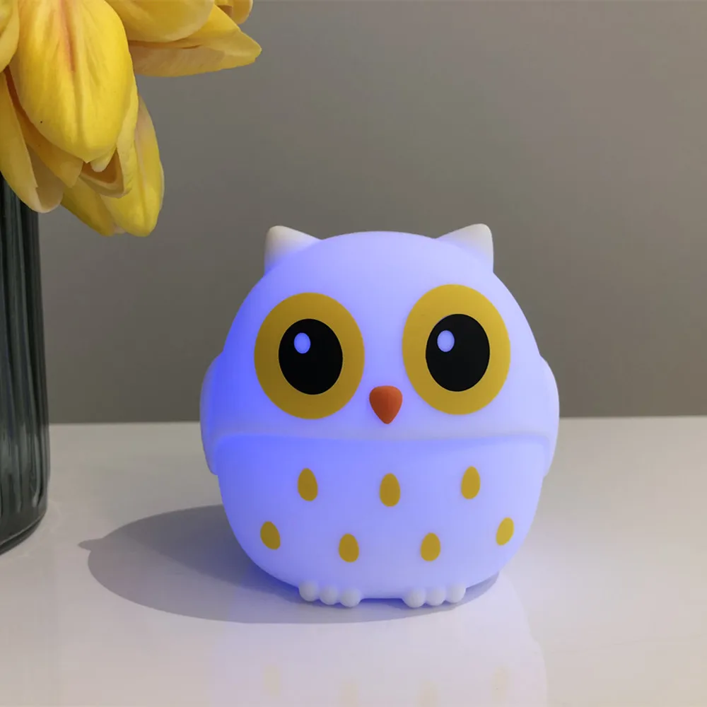 Светодиодный ночсветильник с милой мультяшной совой силиконовая лампа в виде