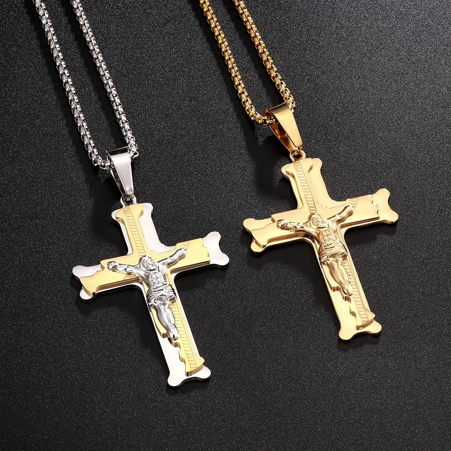 Полированная подвеска с крестом Иисуса веревочное ожерелье цепочки из