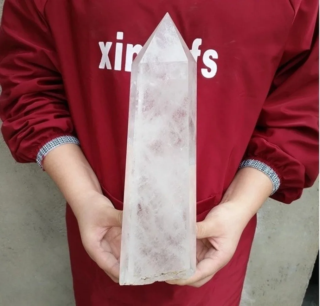 

Natural Quartz White Clear Wand Crystal Obelisk Point Decor