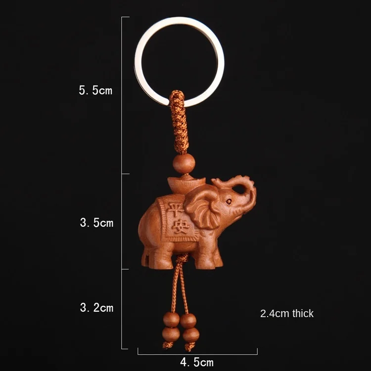 2020 с принтом в виде слона для персик деревянный брелок ключей обоих концах