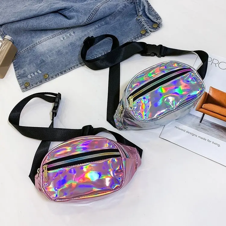 Женская нагрудная сумка с лазерными карманами однотонная Повседневная Яркая