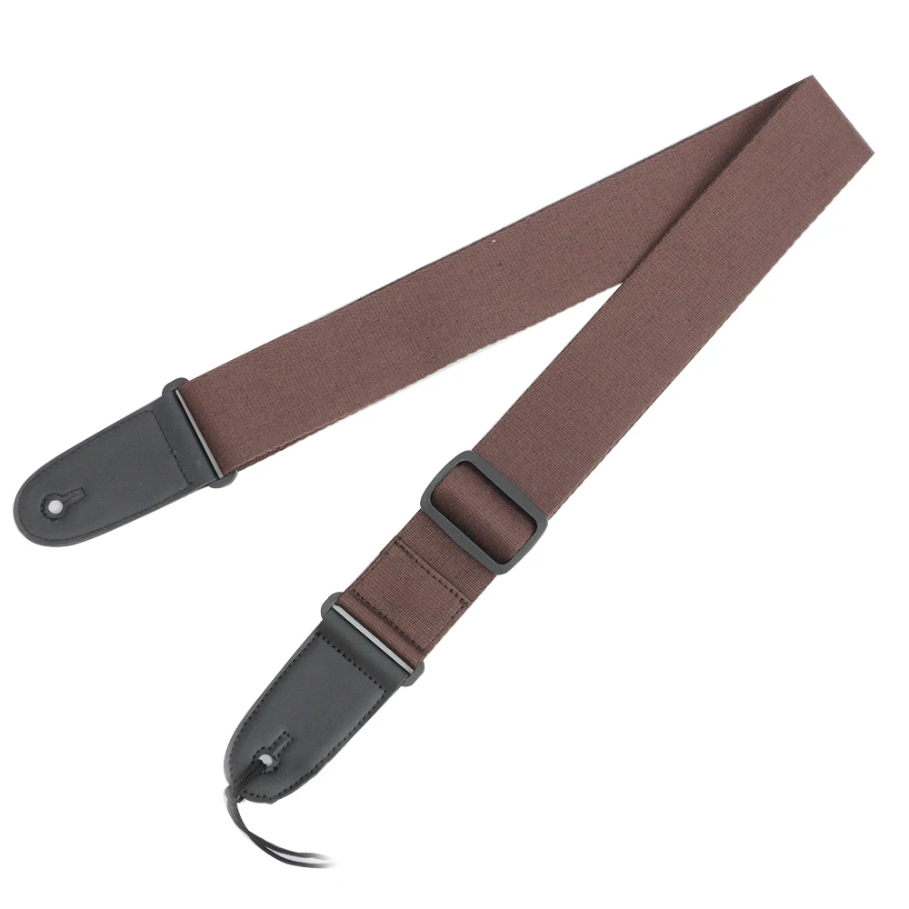 

Pure cotton guitar strap belt with sturdy metal fasteners Adjustable leather retainer buttons Durable leather guitar strap ends