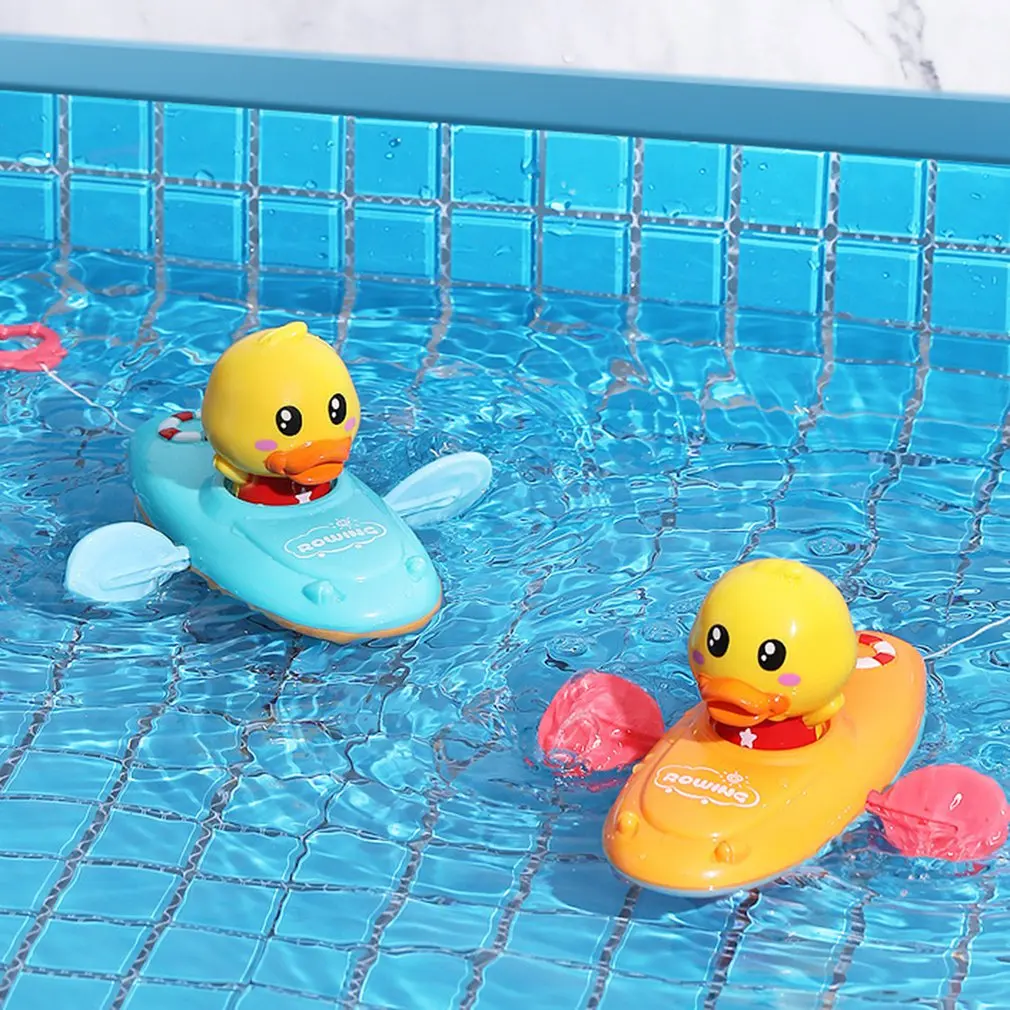 

Игрушки для игр в воде, цепочка для ванны, гребной лодки, плавающая мультяшная утка, для младенцев, раннее образование, пляжные подарки для в...