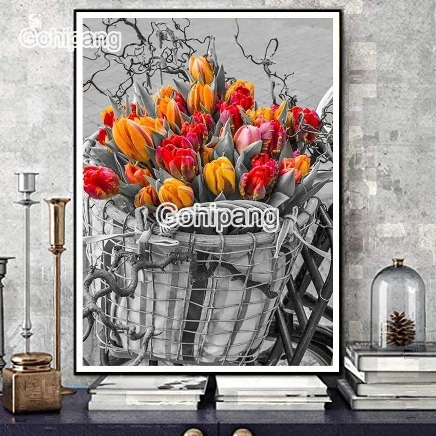 

Diamond Embroidery Vintage Basket and Flowers 5D DIY Cross Stitch Rhinestones Square or Round Diamond Home Rooms Wall Decoration