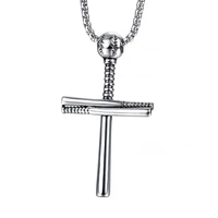 new personality baseball cross pendant necklace for men boy sports punk hip hop 24inch chains necklaces mens jewelry