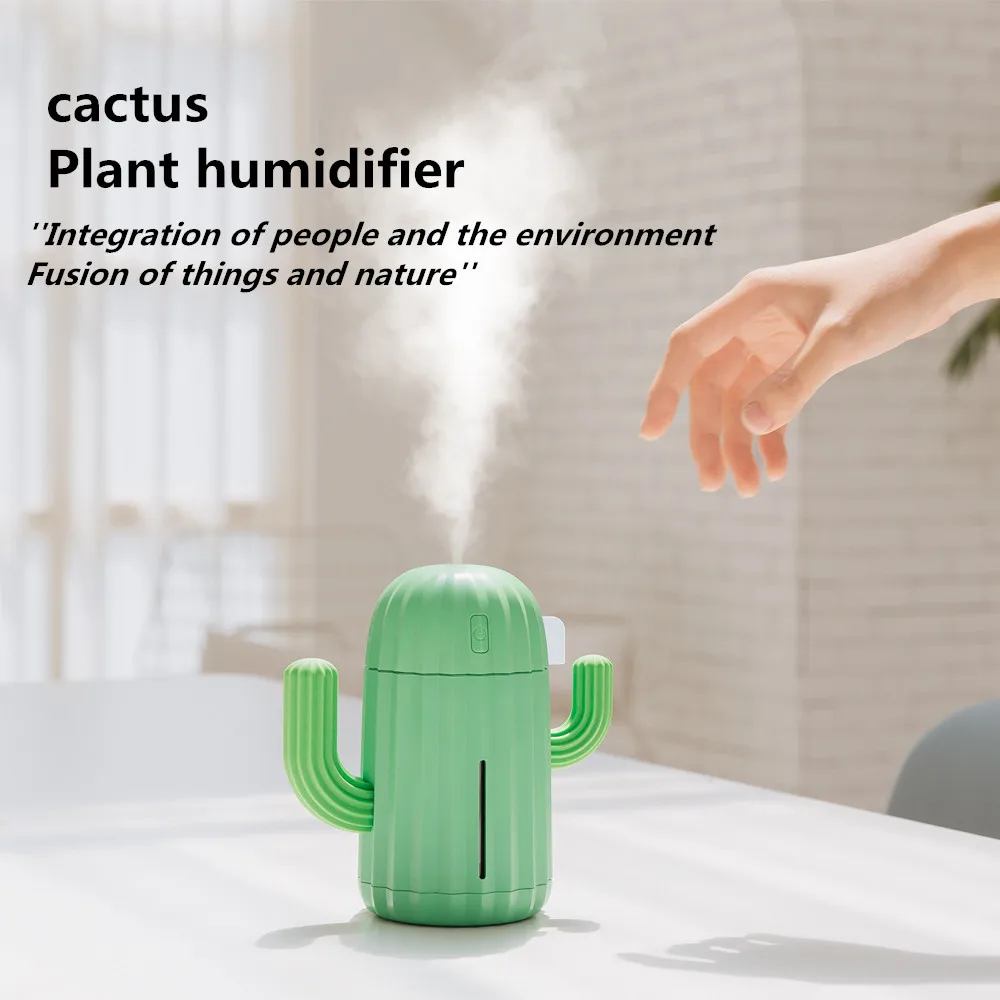 340ML USB Ultrasonic Air Humidifier Cactus Timing Aromatherapy Oil Diffuser Essential Mist Maker Fogger Mini Aroma Atomizer