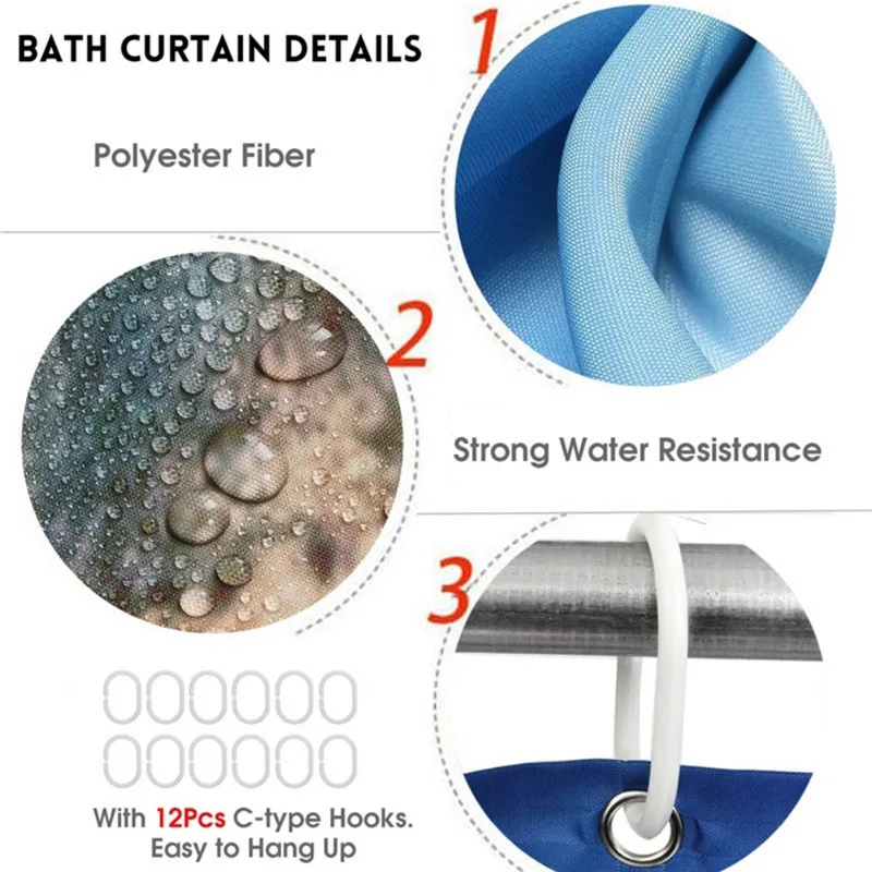 

Japanese Style Sunrise Print Shower Curtain with Hooks Bathroom Bathing Curtain Polyester Waterproof Toilet Home Decor Curtains
