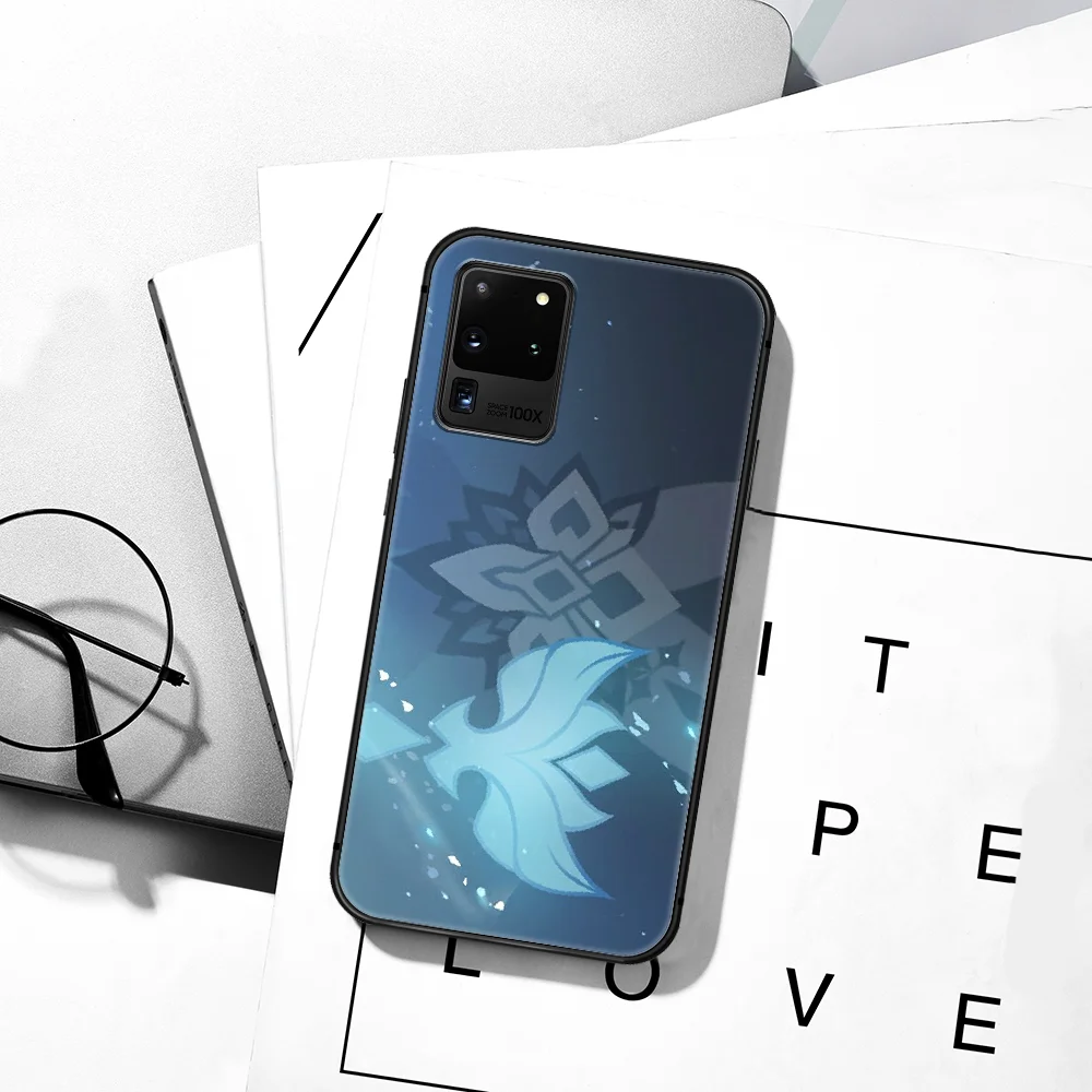 

Cartoon Genshin Impact Name Card Phone Case For Samsung Galaxy S Note 6 7 8 9 10 E 20 UITRA FE 21 Plus Edge black Funda 3D