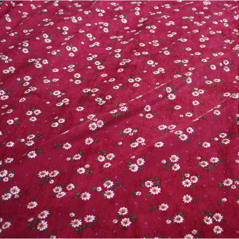 Половина метра Свежий маленький цветочный принт хлопок Вельветовая ткань для