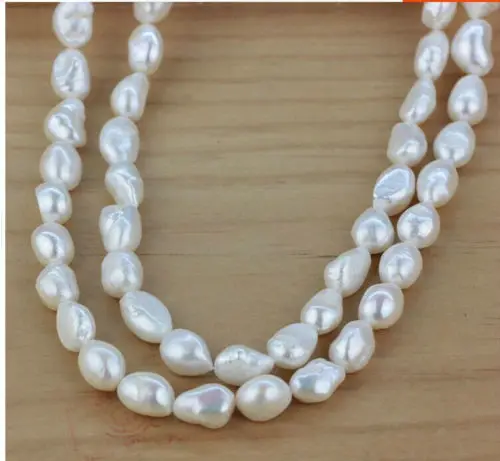 

single stradn 9-10mm freshwater white baroque pearl necklace 40inch