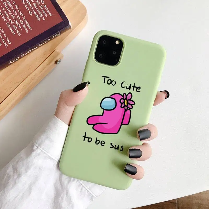 

Among Us game Phone Case Green Candy Color for iPhone 6 7 8 11 12 s mini pro X XS XR MAX Plus