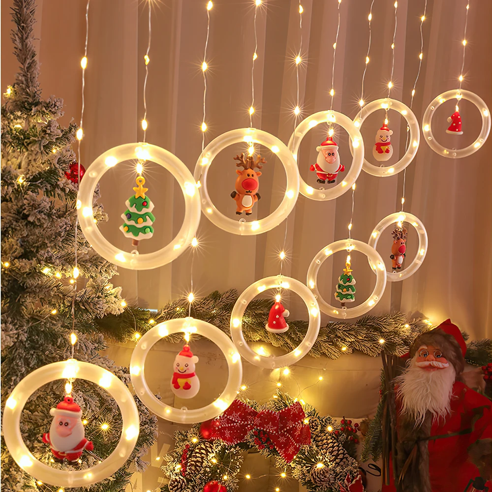 

2022 New Year Santa Claus Christmas Tree LED String Lights USB Dolls Hanging String Lights for Home Fairy Light Xmas Decor