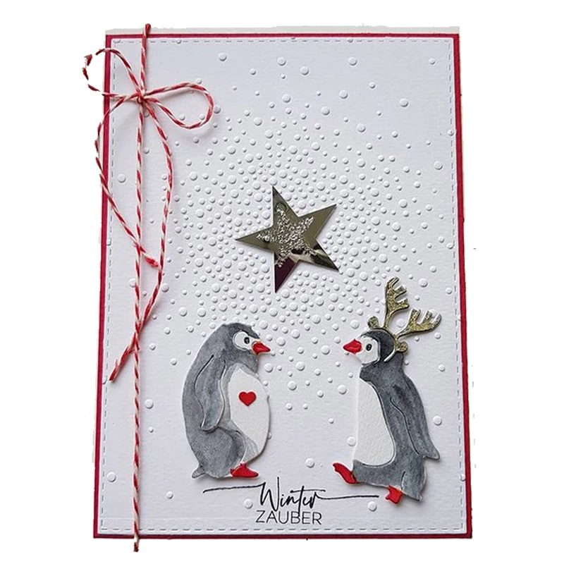 Рождественский пингвин сани подарки металлические режущие штампы Скрапбукинг