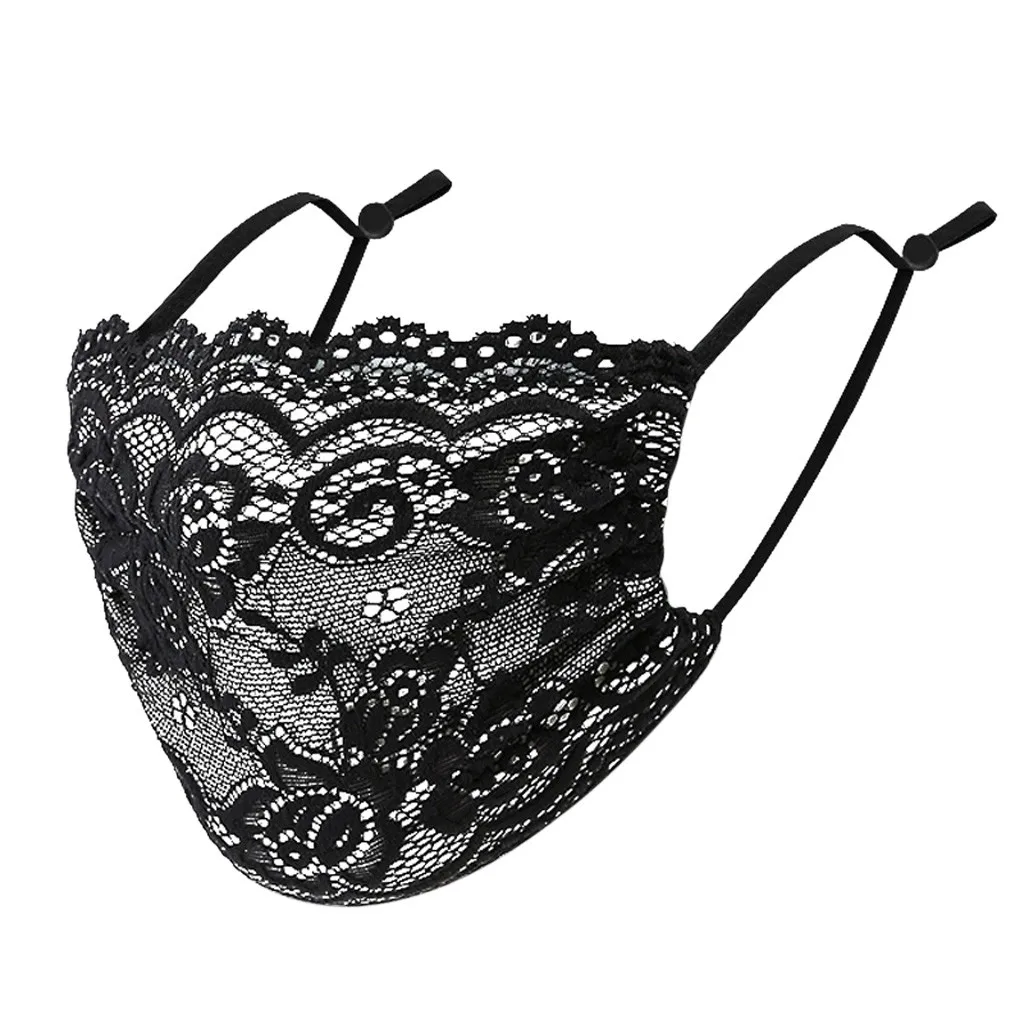 Кружевная маска для лица с вышивкой взрослых многоразовая моющаяся