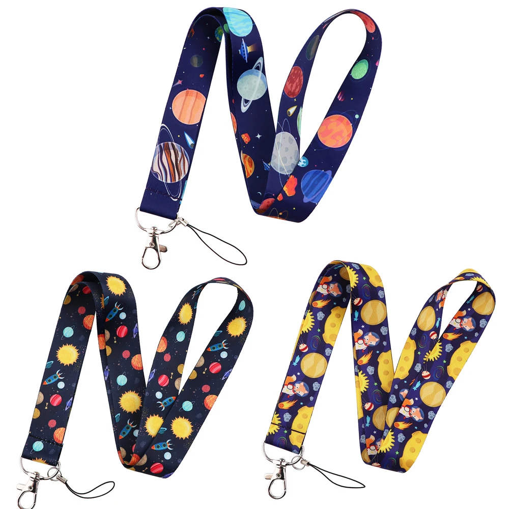 

Брелок для ключей K3114 с планетами, для удостоверения личности, паспорта, спортзала, сотового телефона, USB-брелок, милое животное, лиса, на шею