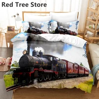 train bedding set car vehicle duvet cover with pillowcase oil painting scenery single queen king size comforter bedclothes 23pc