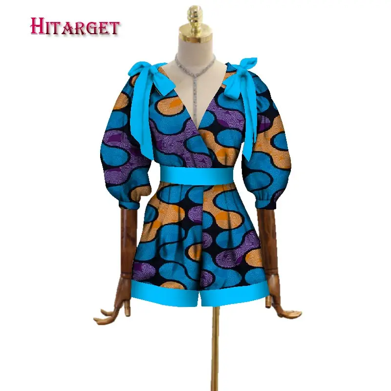 Осенний Африканский женский хлопковый восковой комбинезон с принтом Шорты базин