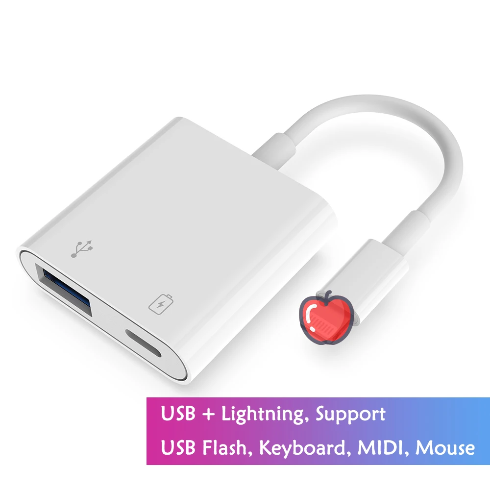 Адаптер OTG USB для Lightning конвертер MIDI фортепианная клавиатура адаптер камеры iPhone 12