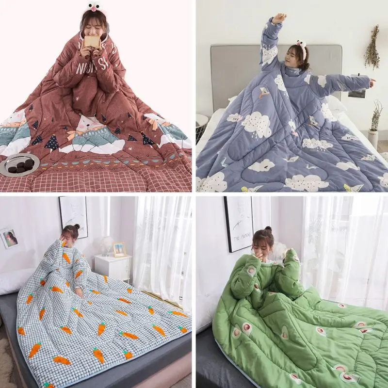 4 стиля одеяло с ворсом накидка для общежития покрытое зимнее ленивое рукавами