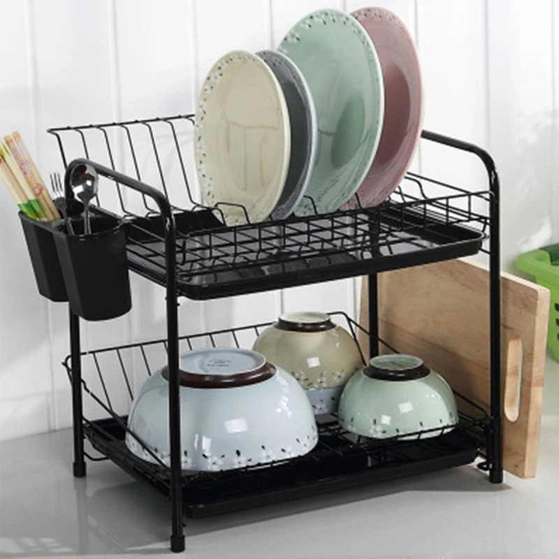 Dish Rack Set 2-Tier Kitchen Organizer Tools Plate Spoon Storage Frame Steel Drain Bowl Shelf | Дом и сад