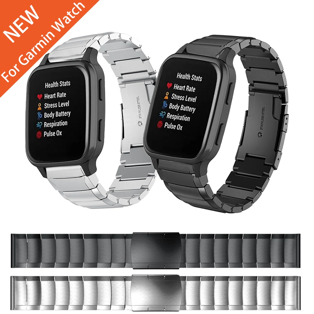 

For Garmin Venu Sq 20mm High quality Metal Strap Wristband for Garmin Vivoactive 3 & Move 3 Stainless Steel Bracelet Watchbands