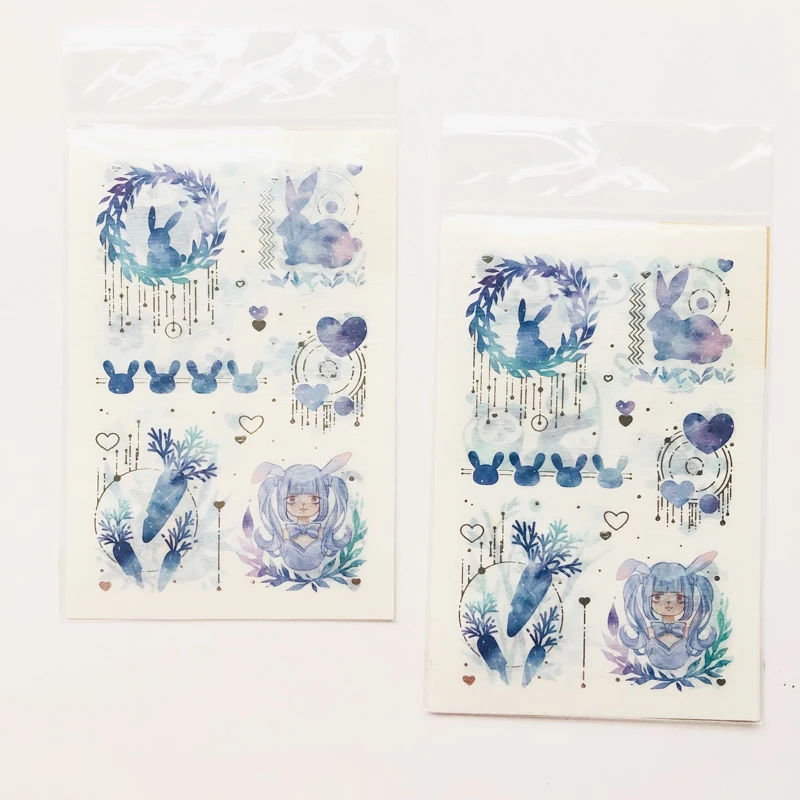 3 Sheets Glitter Starry Color Panda Cat Paper Stickers Hand Account Decor Notebook Decorative Sticker