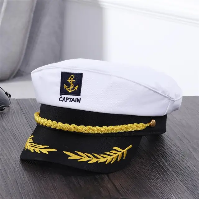 Adult Yacht Boat Ship Sailor Captain Costume Hat Cap Navy Marine Admiral Embroidered Captain Hat (White) 8