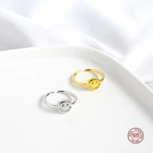LKO Настоящее серебро 925 пробы, открытое кольцо со смайликом для женщин, креативное кольцо, милое кольцо, полые регулируемые аксессуары для ювелирных изделий